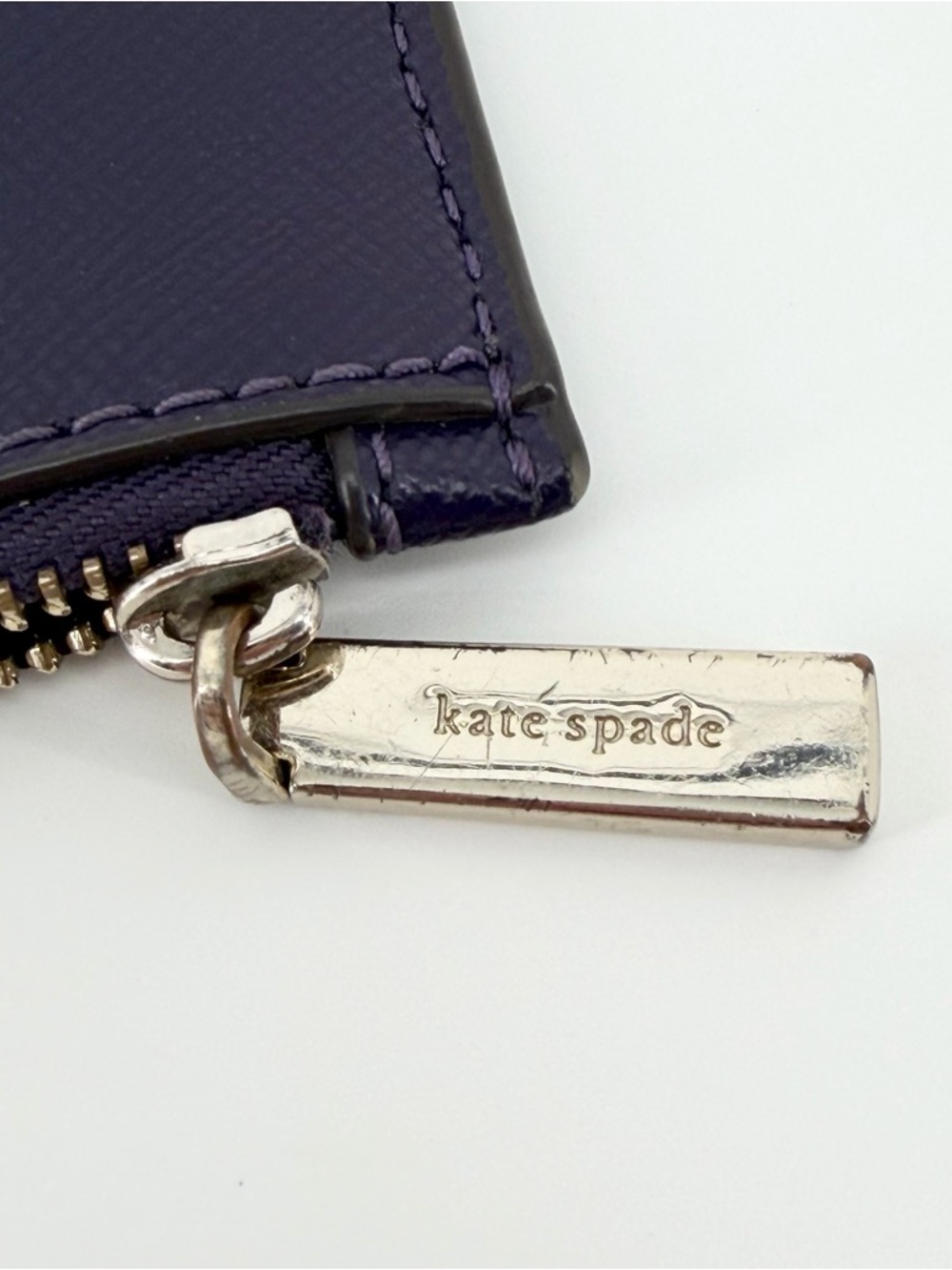 Kate Spade Deep Purple Saffiano Leather Zippered Money/Card Pouch (S362) 7”x3.5” - Picture 3 of 11